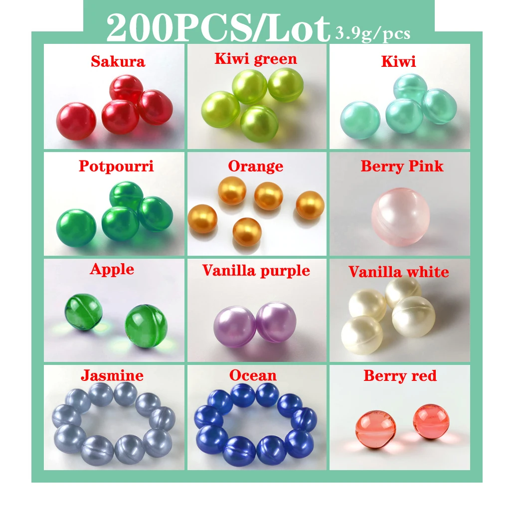 

200PCS Bath oil beads Spa Essential Oil pearl bath bead moisturizing Fragrance Oil prevents skin from drying 2cm 3.9g/pcs