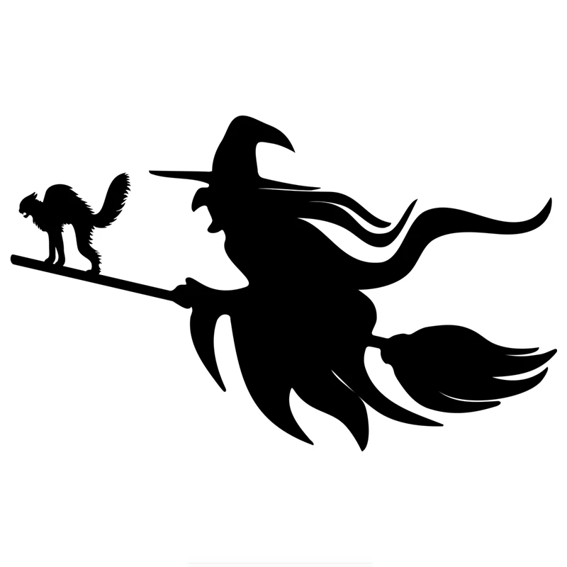 

Witch Flying on A Broom with A Cat Creative Car Sticker Auto Windscreen Vinyl Decals Accessories Car Sticker,16cm*10cm