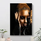 Африканский скандинавский художественный женский черный золотой телесный Холст Картина маслом плакаты и принты Настенная картина Куадрос для гостиной