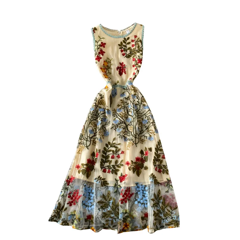 

looks white gauze embroidery flower cultivate morality show thin elegant aristocratic temperament posed dress dress