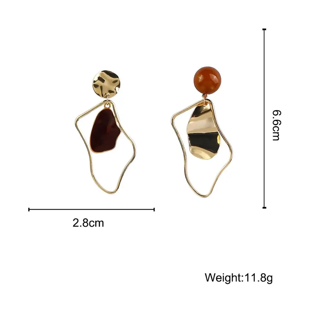 

AMORCOME Asymmetry Metal Irregular Drop Earrings For Women Geometric Statement Earring Fashion Jewelry Wedding Accessories Gift