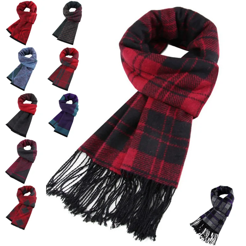Теплый шелковый шарф для женщин и мужчин клетчатый осенне-зимние модные мягкие