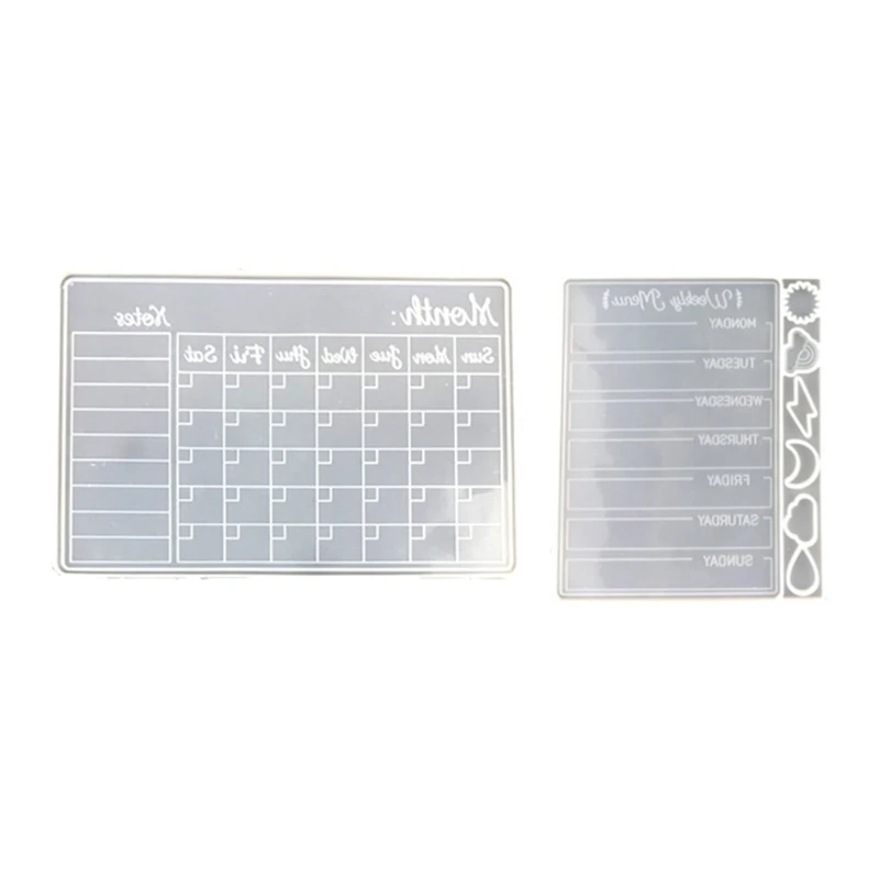 

Weekly and Monthly Plan Silicone Mold Suitable for Epoxy Resin Casting Dry Eraser Maker Cute Weather Pattern Resin Craft