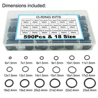 590 pieces diameter 6mm to 23mm thickness 1 5mm to 2 4mm nitrile rubber nbr o ring gasket ring assortment kits shim washer
