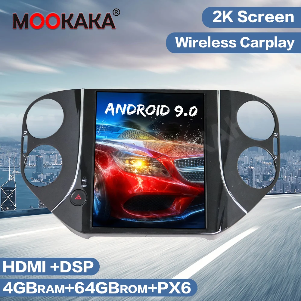 저렴한 테슬라 스타일 자동차 라디오 GPS 네비게이션 안드로이드 멀티미디어 플레이어 폭스 바겐 티구안 2010-2016, 자동 스테레오 무선 카플레이