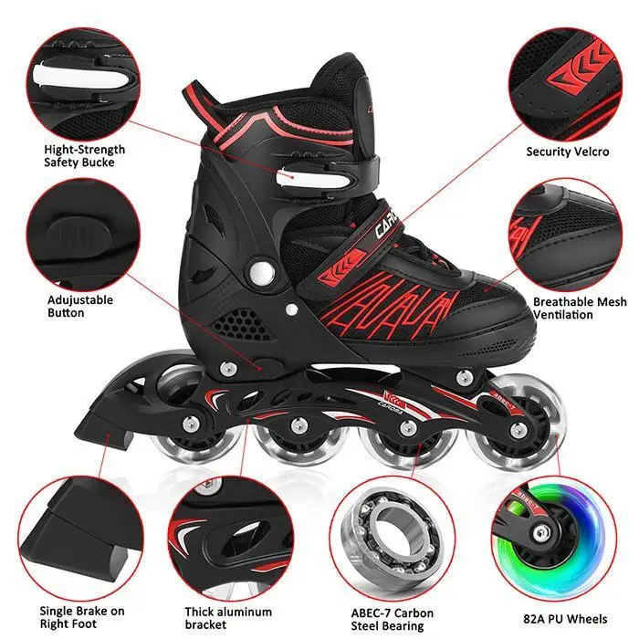 CAROMA New Inline Skates for Kids Adults Size5 6~11 Adjustable Roller Blades Hot