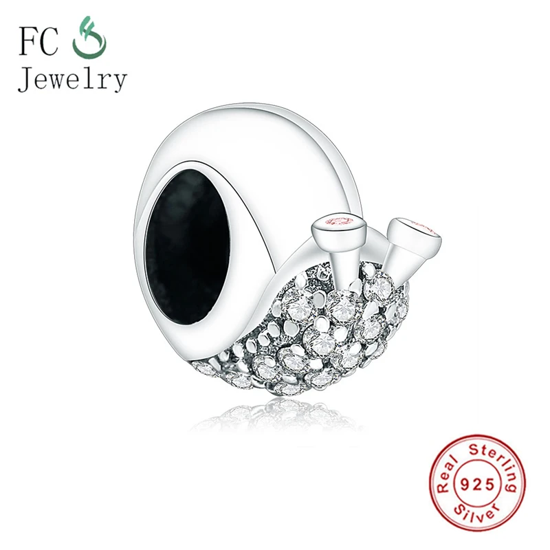 Сверкающая Улитка CZ Charm Fit оригинальные Подвески браслет 925 пробы серебряный шарм