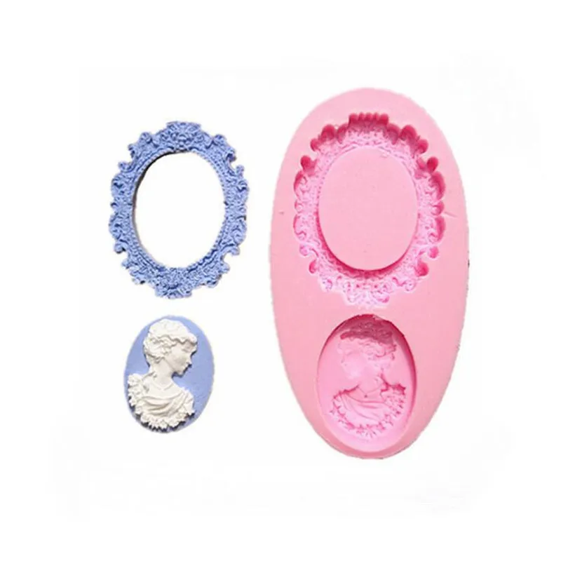 Случайная 1 шт. овальная Камея и рамка форма для помадки миниатюрная Силиконовое