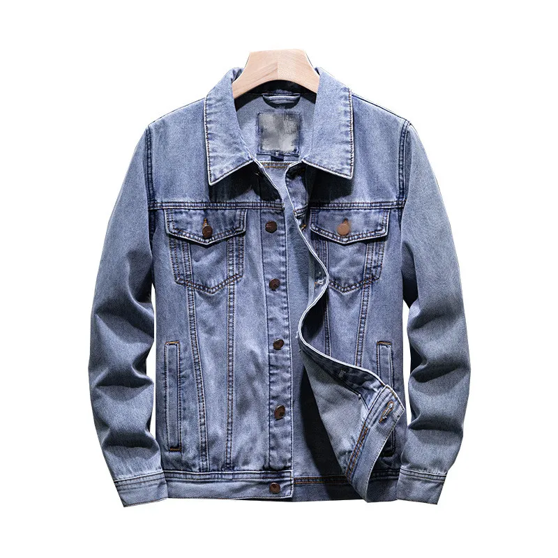 

2021 Large Size New Autumn Men's Blue Casual Denim Jacket Fashion Classic Style Cotton Elasticity Denim Coat Male Brand Clothes