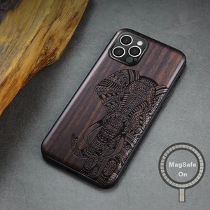 elewood compatible with charging magnetic for apple iphone 12 pro max mini wood case real wooden soft edge cover thin phone hull free global shipping