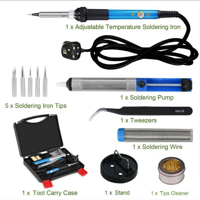 

British and European 60W electric soldering iron set temperature regulating soldering iron toolbox welding set