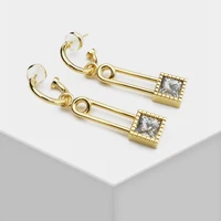 k5 pendant dangle earrings for women girl pary gift lock gold plated cystal square drop earrings withe box fashion accessories