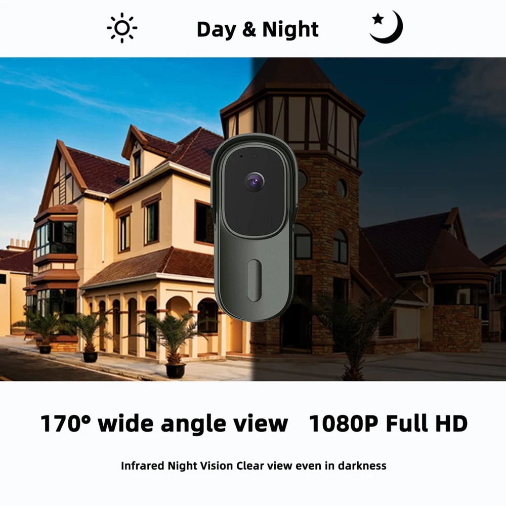 Умный Видеозвонок Tuya 1080P с аккумулятором проводной и беспроводной камерой 170 AC/DC -