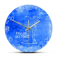 figure skating printed wall clock lady skater non ticking round watch sport timepiece modern design home decor