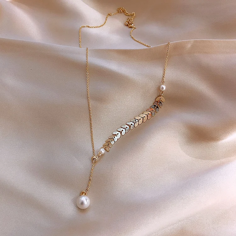 Korea Hot Sale Fashion Jewelry Sexy Metal Wheat Ear Short Necklace Adjustable Elegant Pearl Prom Party for women | Украшения и