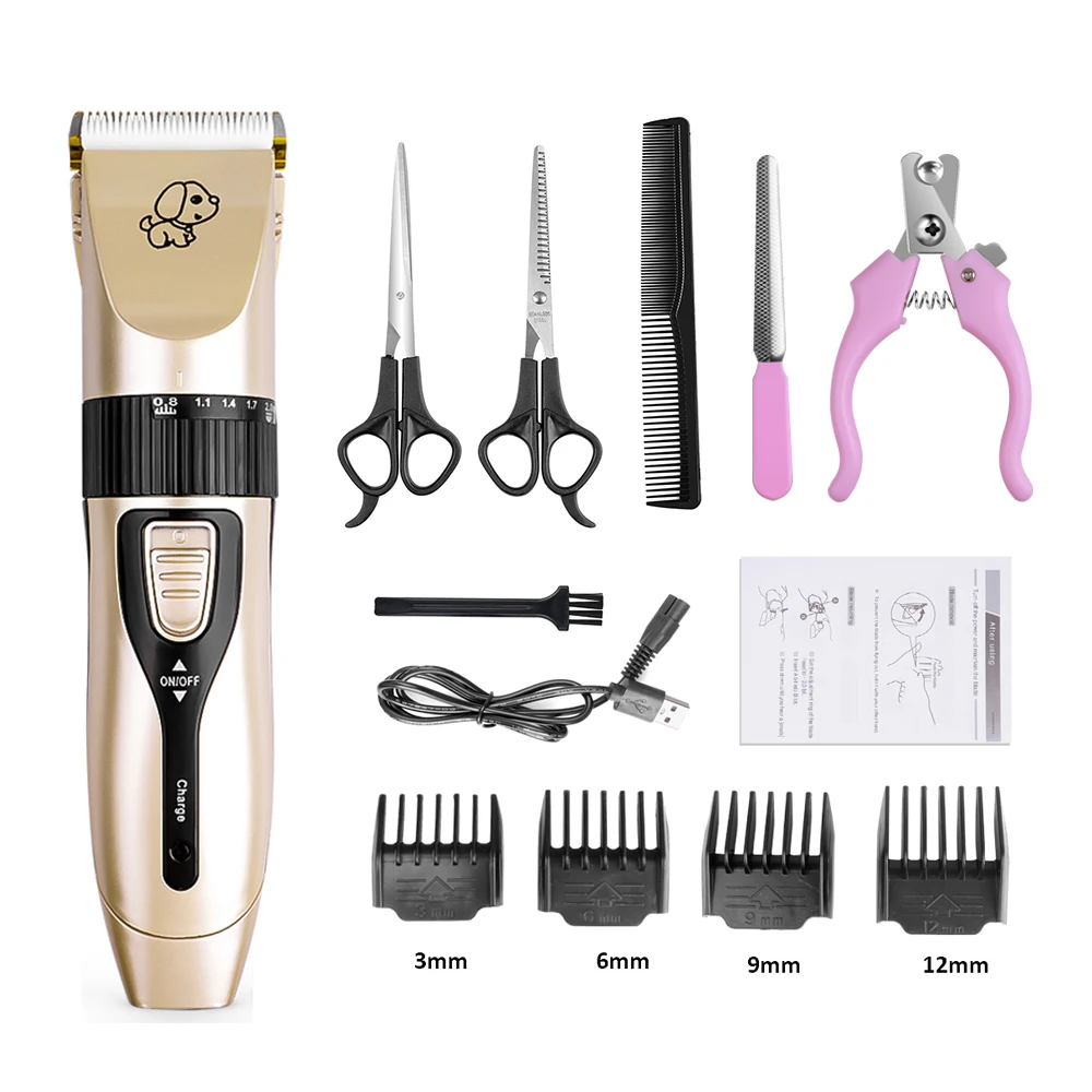 

Professional Dog Hair Clippers Hair Cutting Machine Grooming Haircut Trimmer Shaver Set Pets Cordless Rechargeable