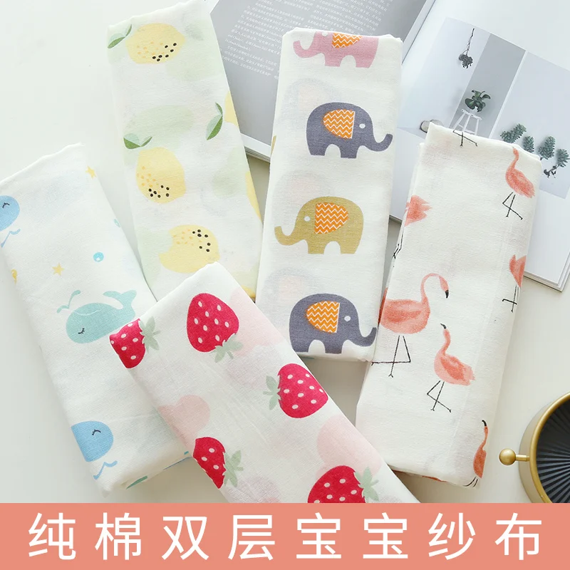 50 см * 150 см/шт. двухслойная мультяшная марля хлопчатобумажная ткань слюнявчик