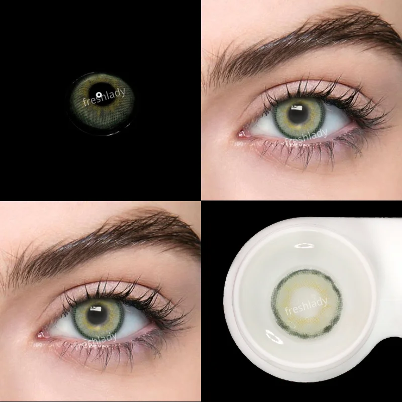 freshlady 1pair color contact lens for eyes natural yearly use blue green beautiful pupil beauty makeup multicolored lenses 14mm free global shipping