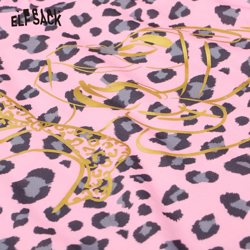 ELFSACK розовые женские свитшоты с леопардовым принтом осень 2019 новинка v-образный