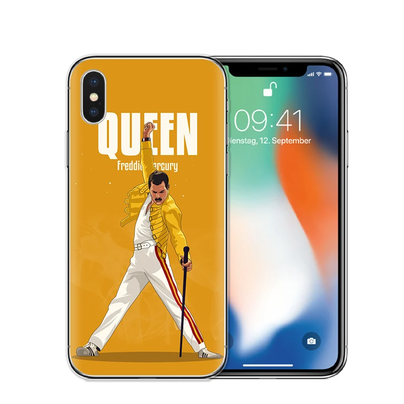 Freddie Mercury Queen Band Cell Phone Cover Case For iPhone 8 8Plus 7 7Plus 6 6S Plus 5S SE X XR XS Max Soft Silicone TPU Cases |