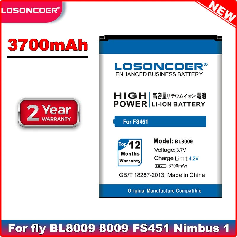 LOSONCOER 3700 мАч BL8009 Аккумулятор для Fly FS451 Nimbus 1 литий ионный полимерный