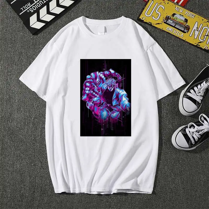 

Jojo Bizarre Adventure T-Shirt T Shirt Men Kawaii Summer Tops Cartoon Karate Graphic Tees Tee Shirt Unisex Harajuku Shirt Male