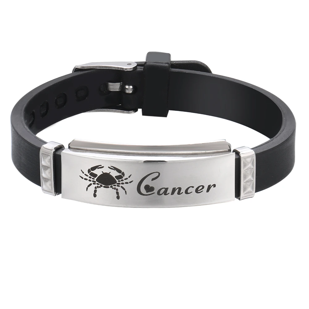 2021 Шарм ювелирные изделия из нержавеющей стали силиконовый 12 браслеты с изображениями созвездий в винтажном стиле; Из титановой стали 12 знаков зодиака брелок для высшей пробы Бабочка Браслеты для женщин