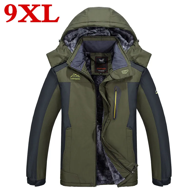 

8XL Winter Thick Padded 9XL Parka Men Jacket Coat Russian Wadded Long Hooded Casual Warm Snow Windbreaker Overcoat Male Jackets