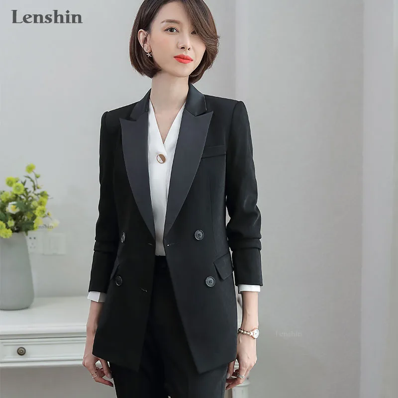 Lenshin/комплект из 2 предметов Деловой костюм с контрастным воротником и брюками