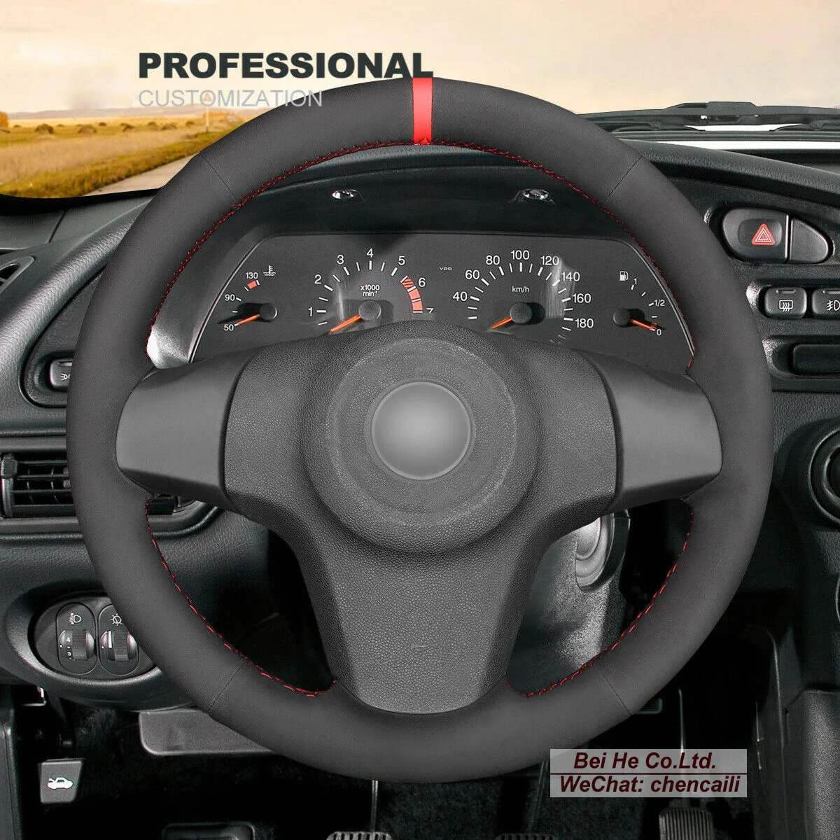 

DIY Hand Stitching Black Suede Car Steering Wheel Cover for Chevrolet Niva 2009-2017