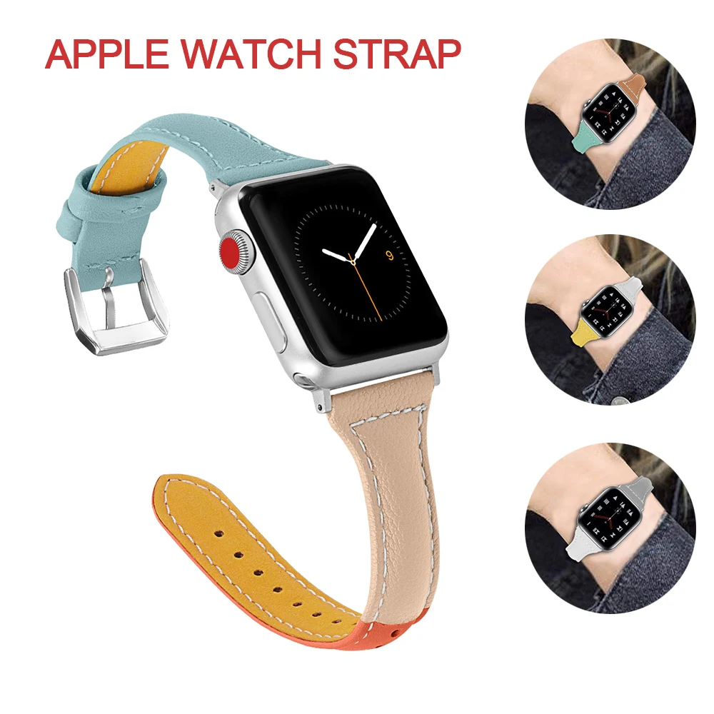 Ремешок из натуральной кожи с металлической пряжкой для 38 42 мм apple watch series 3 2 1
