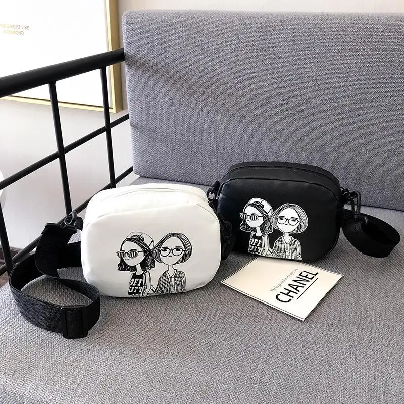 

2020 Summer Women's Small Bag Cute Girl's Messenger Bag Pu Soft Leather Square Sling Bag Cartoon Image Shoulder Bag