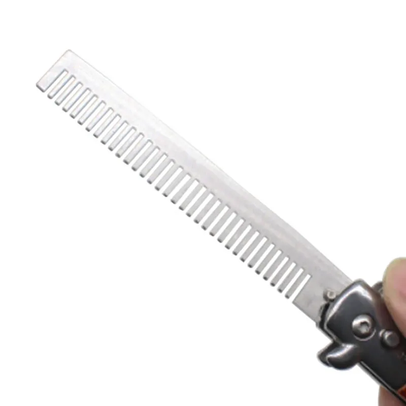 2Pcs Automatic Stainless Steel Combs Foldable Knife Brushes Hair Trimmer Comb Brush Accessories White &amp Blue | Красота и здоровье