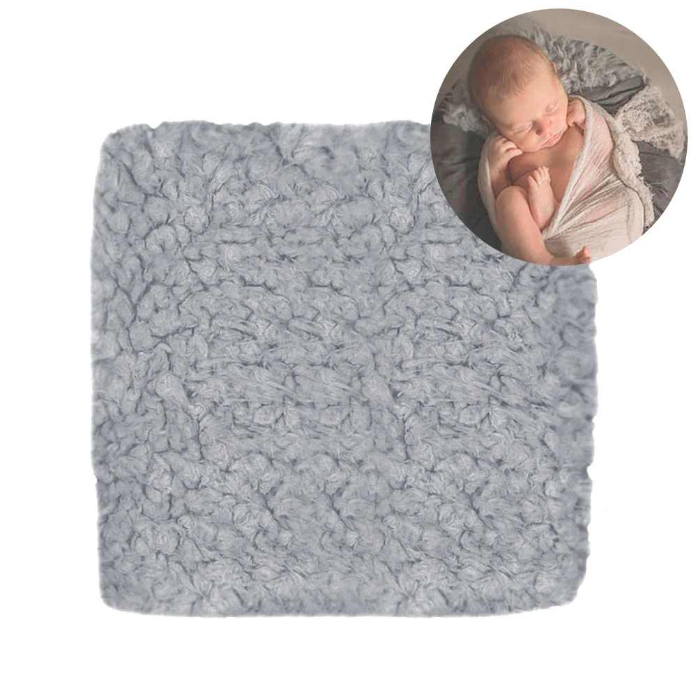Baby Blanket Newborn Wrap Soft Photography Props Unisex Stuffer Warm Faux Fur Solid Backdrop Mat Square Rug | Мать и ребенок