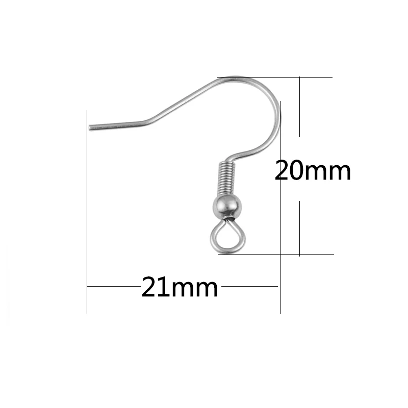 100pcs 316 Surgical Stainless Steel Earring Clasps Fish Hook Dangler DIY Drop Base Findings For Jewelry Making Supplies | Украшения и