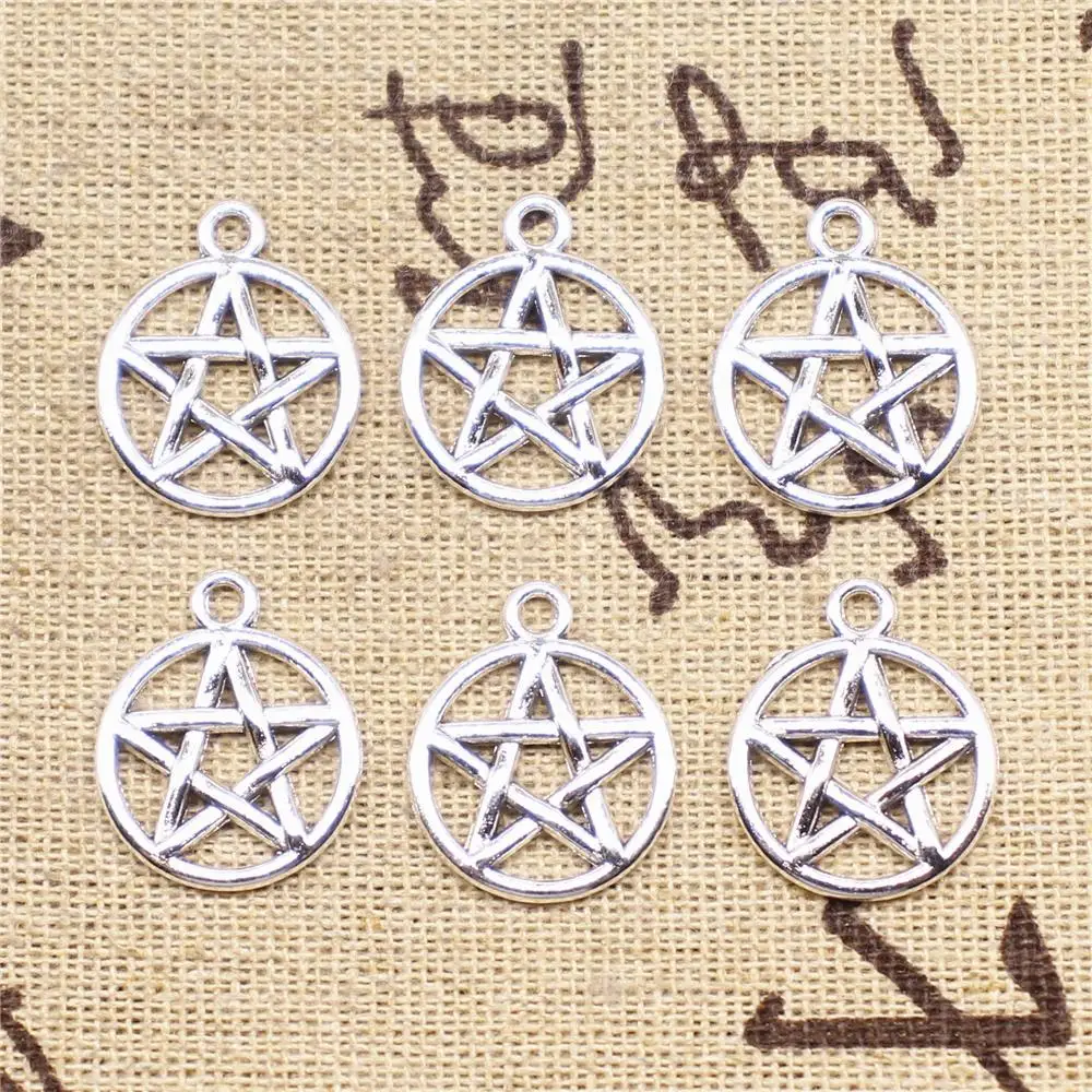 

Supplies For Jewelry Making 20pcs 16mm Antique Silver Color Small five-pointed Star Charms