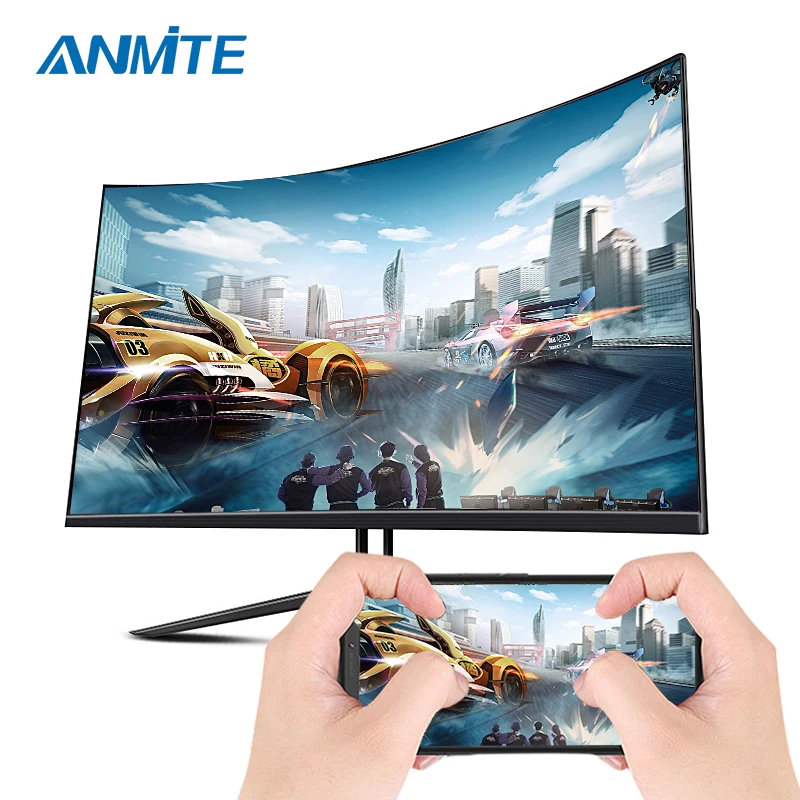 ANMITE 27-дюймовый 75 Гц HDR изогнутый FHD [1920 x 1080] монитор для игр на ПК с USB Type-C, HDMI, ультратонкий экран USB-C.