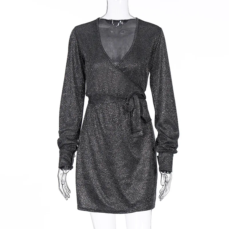 BornToGirl 2019 осенне-зимние женские вечерние Клубные платья с длинным рукавом