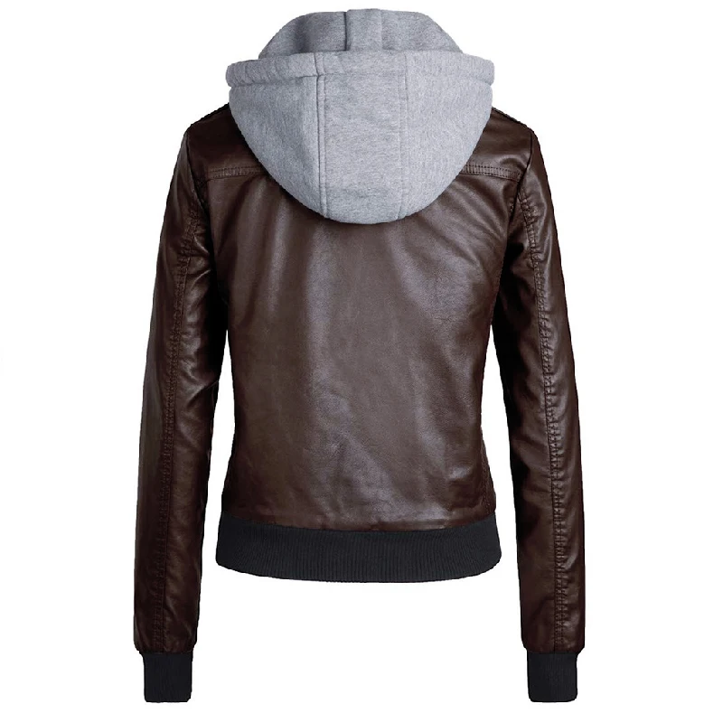 Женская кожаная куртка сезон зима 2019 коричневые женские Базовые Куртки Пальто