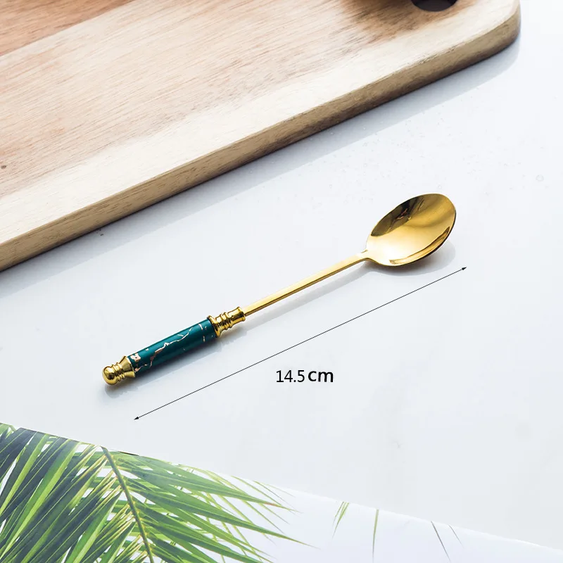 

30pcs Ceramic Tableware Fork Spoon Knife Set Vintage Cutlery Set 304 Stainless Steel Dinner Dinnerware Set Free Shipping Green