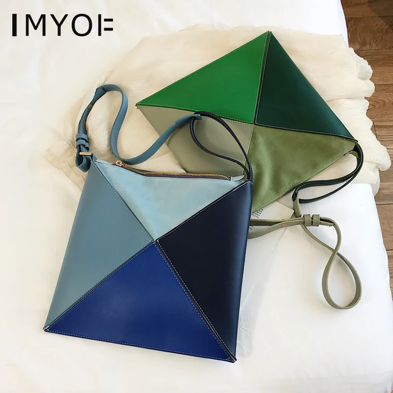 Модная женская сумка-мессенджер из кожи пу под замшу Геометрическая Лоскутная