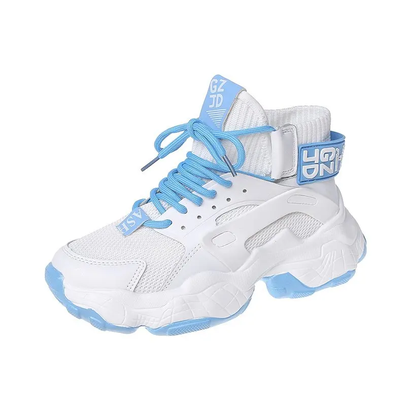 

High Top Sock Breathable Sneakers Autumn Spring Womens Shoes PU Chunky Ladies Shoes White Sneakers Soft Lightweight Feminino