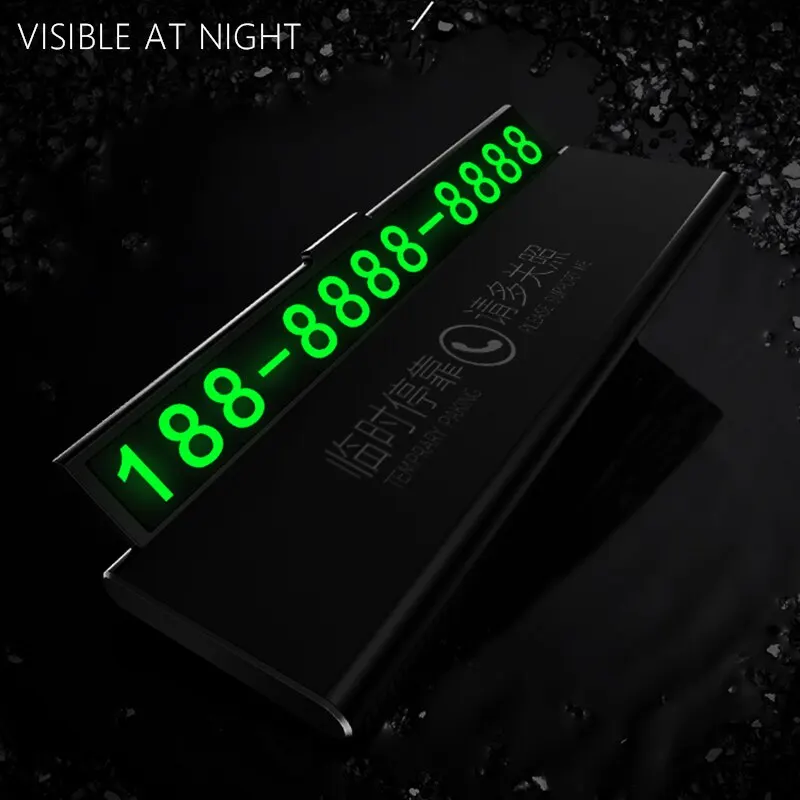 

Phone Number Card One-click hid Car Temporary Parking Ultra-thin Drawer Hideable Luminous Telephone Number Plate car Accessories