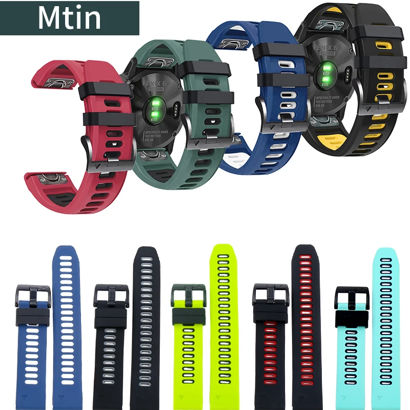 Silicone strap men's pin buckle watch accessory for Garmin fenix6 6x pro5x 5plus fenix3 MK1 sports waterproof wristband bracelet