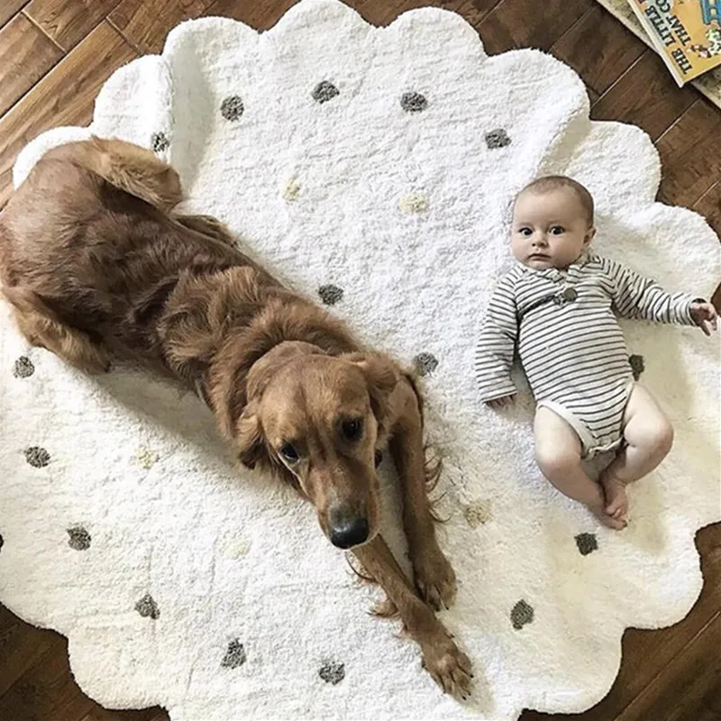 Круглый ковер в скандинавском стиле мягкий хлопковый детский коврик для дома