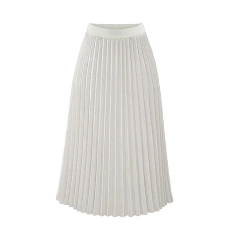 

Long Skirts Pleated Women 2021 Plus Size Summer Chiffon High Waist Pink Casual Midi Skirt White Harajuku Saia Jupe Longue Femme