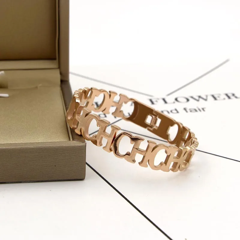 Лидер продаж модный Открытый браслет из нержавеющей стали 316L золотого цвета