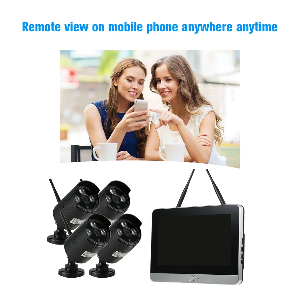 4-канальный 1080P HD Wi-Fi NVR комплект с беспроводной цилиндрической IP-камерой ночного