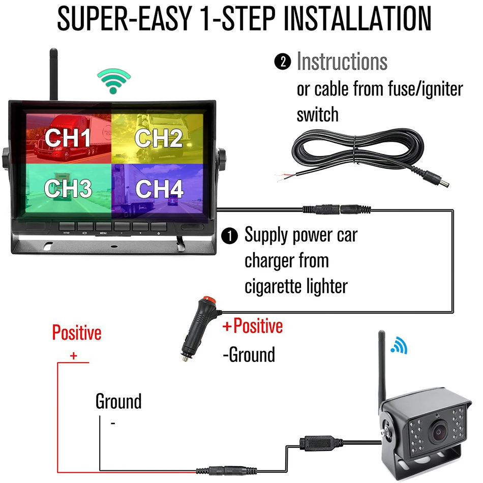 $84.27 GreenYi 7 inch Wireless Truck DVR Monitor AHD 720P High Definition Night Vision Reverse Backup Recorder Wifi Camera For Bus Car