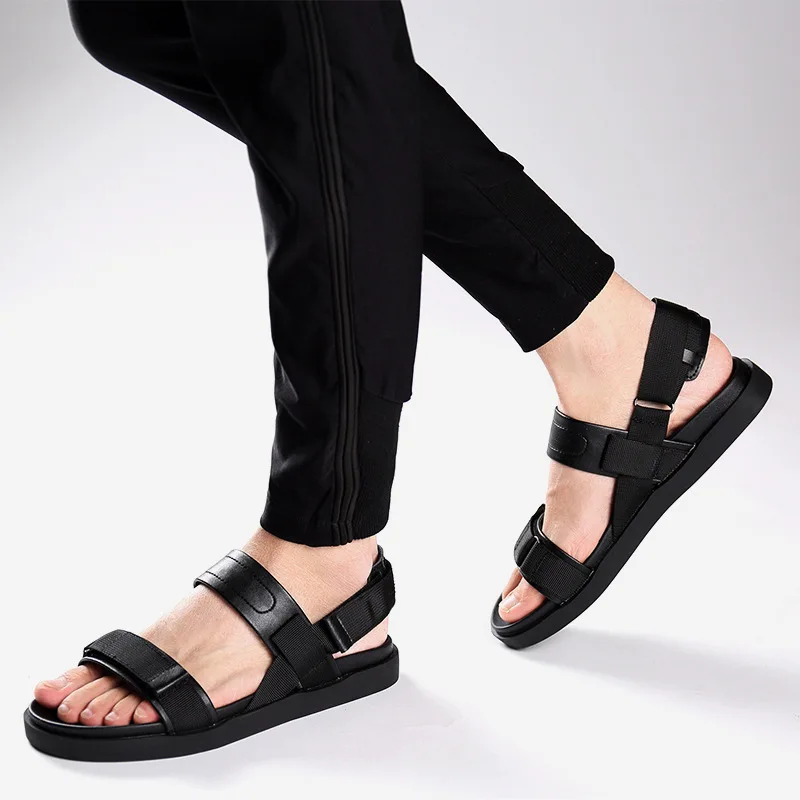 Летние сандалии для мужчин кожаные классические римские 2019 тапки уличные